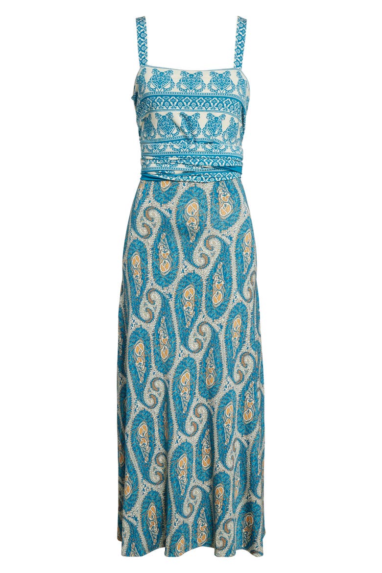 Paisley Stretch Jersey Wrap Sundress, Alternate, color, PRINT ON WHITE BASE
