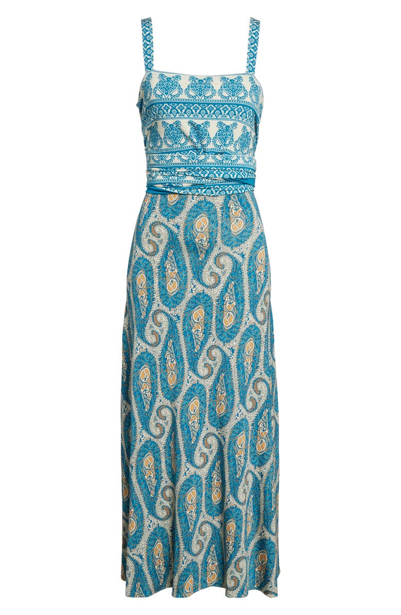 Etro Paisley Stretch Jersey Wrap Sundress, Alternate, color, Print On White Base