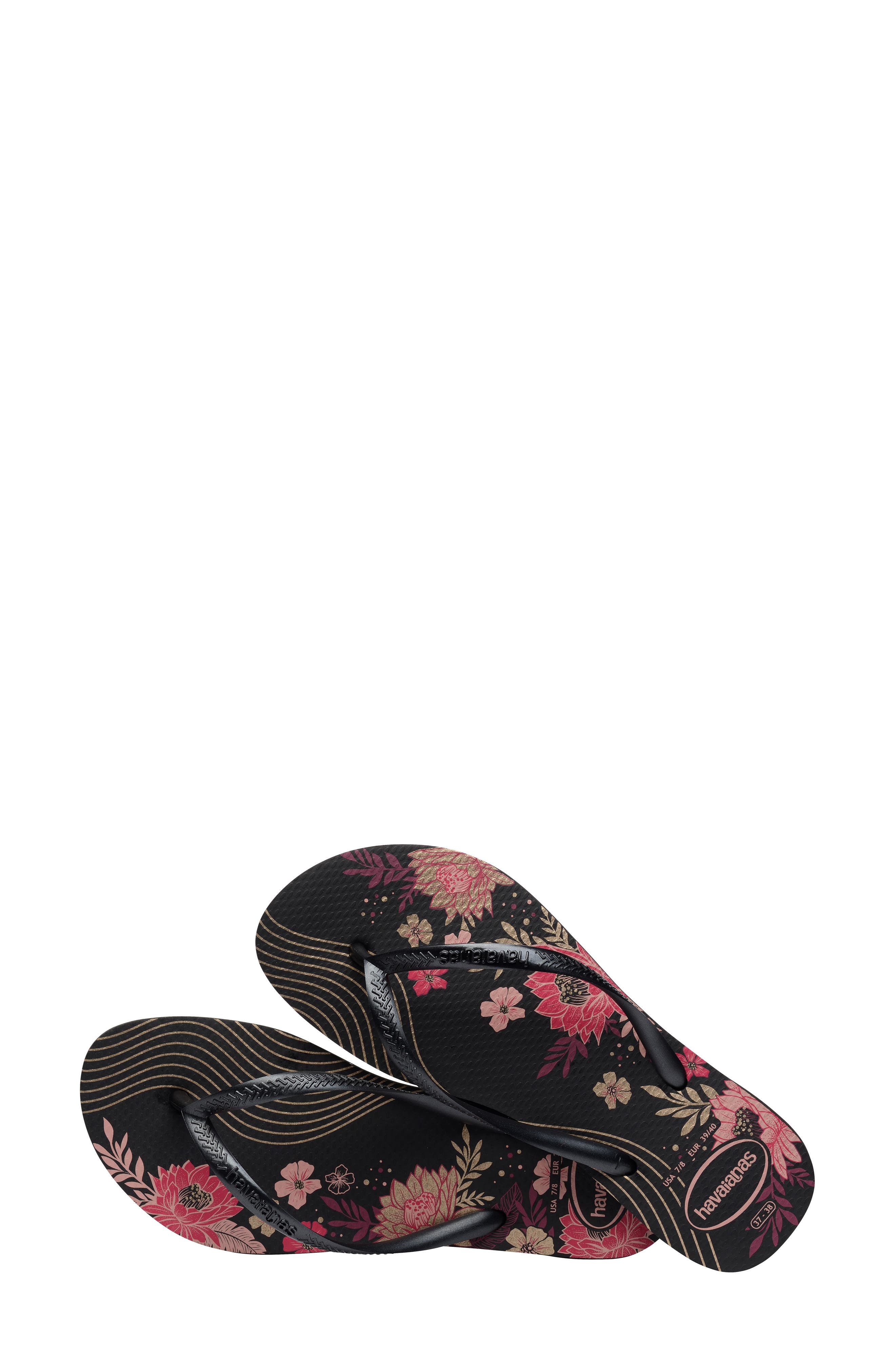 Havaianas Slim Flip Flop, Alternate, color, Black/ Black/ Black