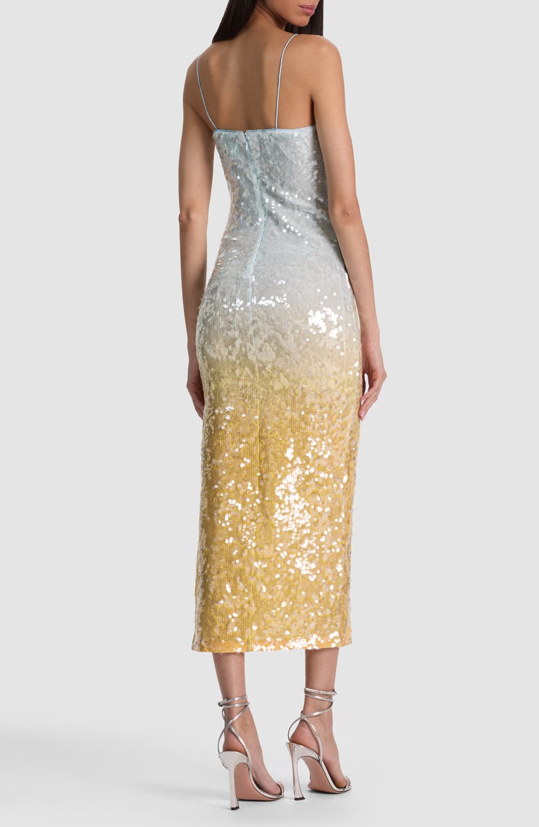 Alice + Olivia Fifi Ombré Sequin Midi Dress, Alternate, color, Clear Skies