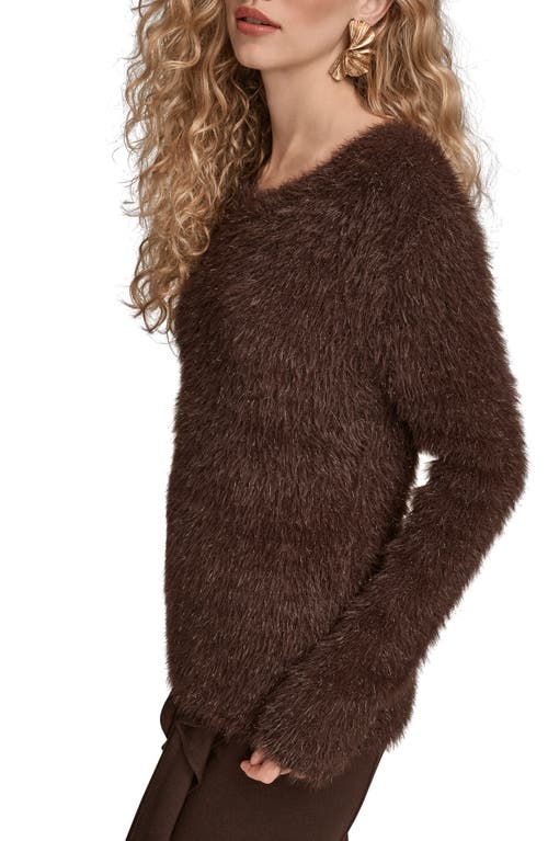 Donna Karan New York Metallic Eyelash Sweater In Brown