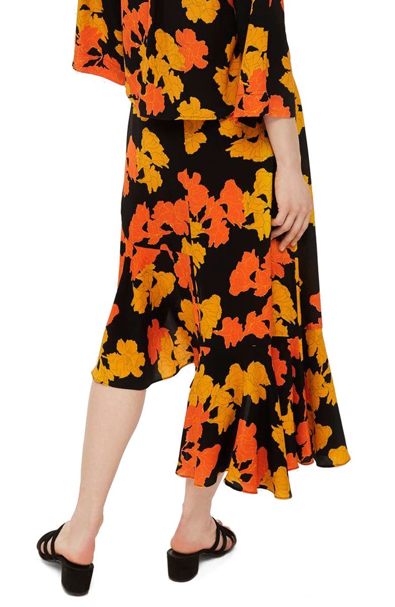 Topshop Printed Midi Skirt, Alternate, color, 