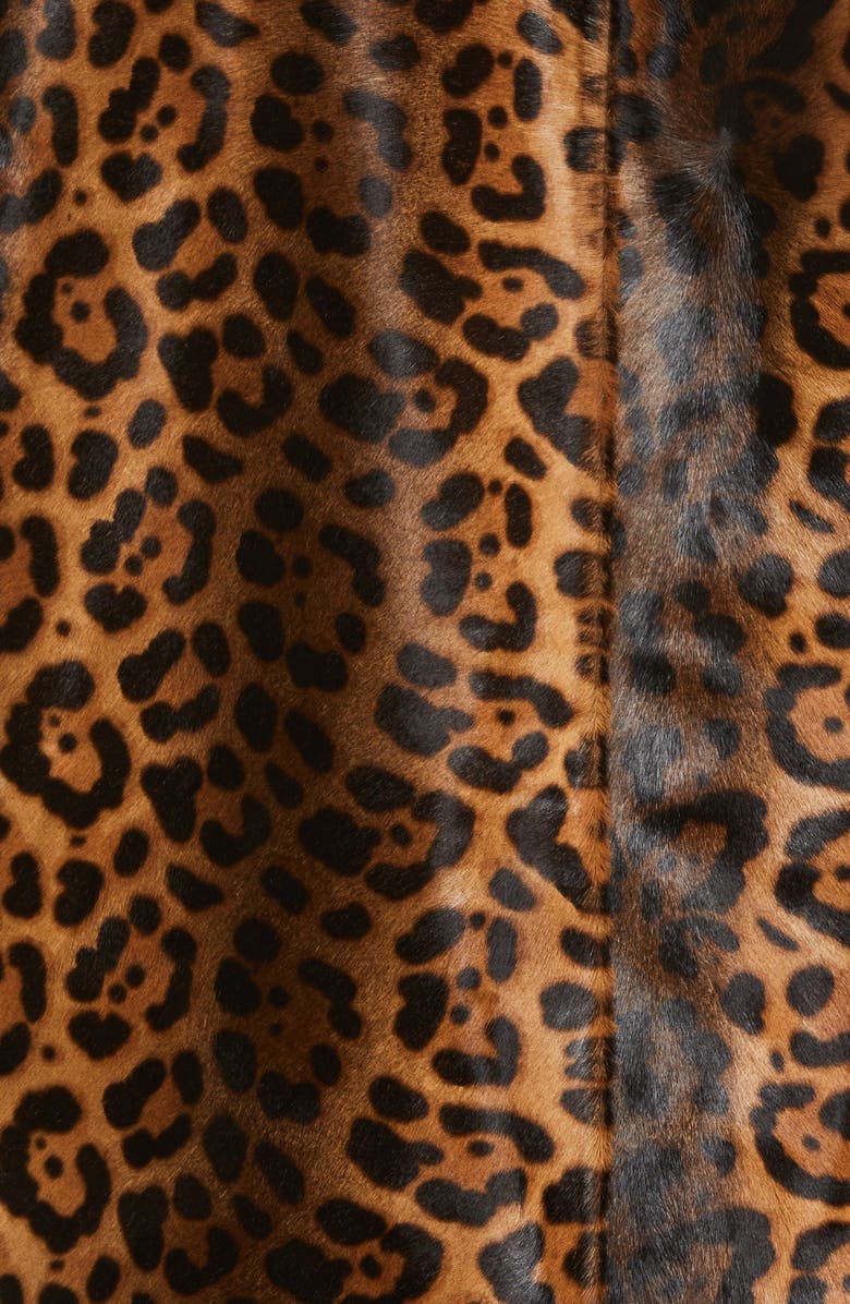 AMI PARIS Leopard Print Genuine Calf Hair Snap-Up Jacket, Alternate, color,