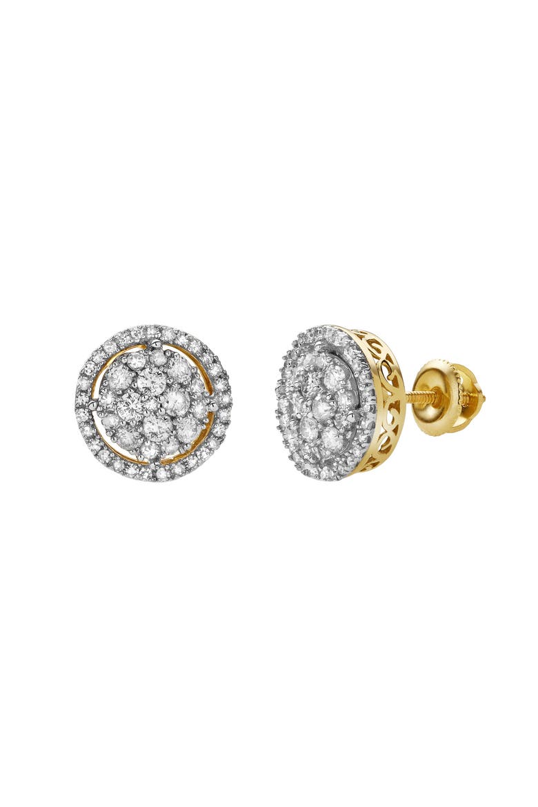 Zeledine 10K Yellow Gold Cluster Diamond Unisex Earrings - 0.63 Cts, Alternate, color, 10K Yellow Gold