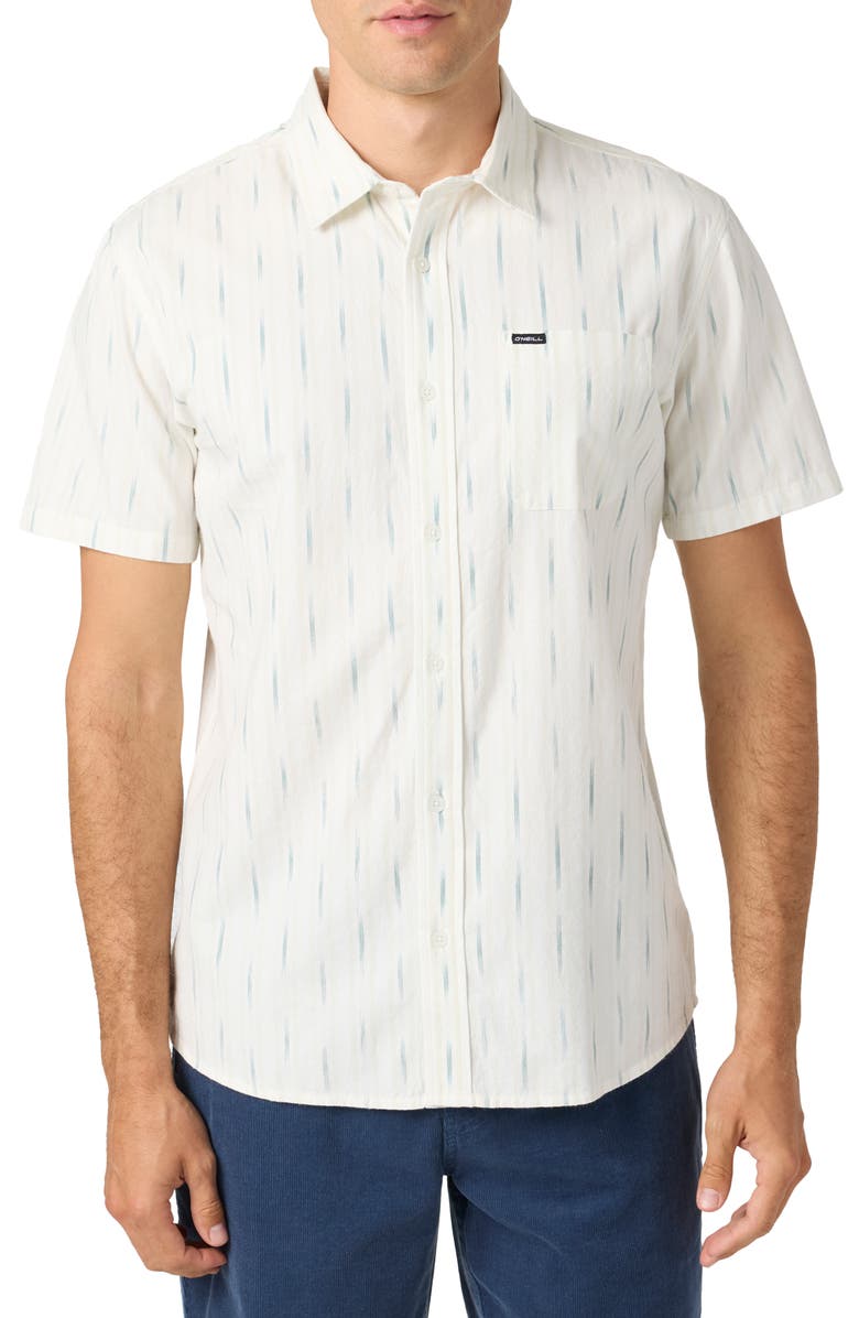 O'Neill Seafaring Ikat Short Sleeve Cotton Button-Up Shirt, Main, color, 