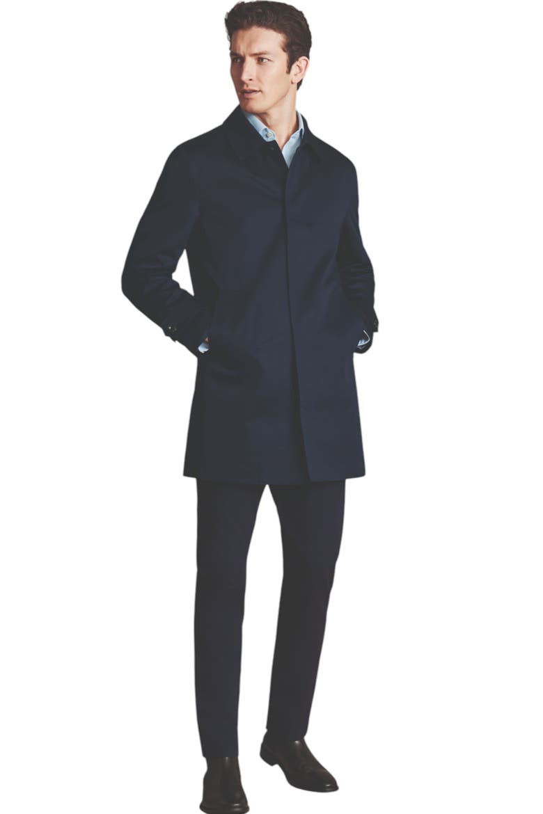 Waterproof Cotton Raincoat, Alternate, color, French Navy
