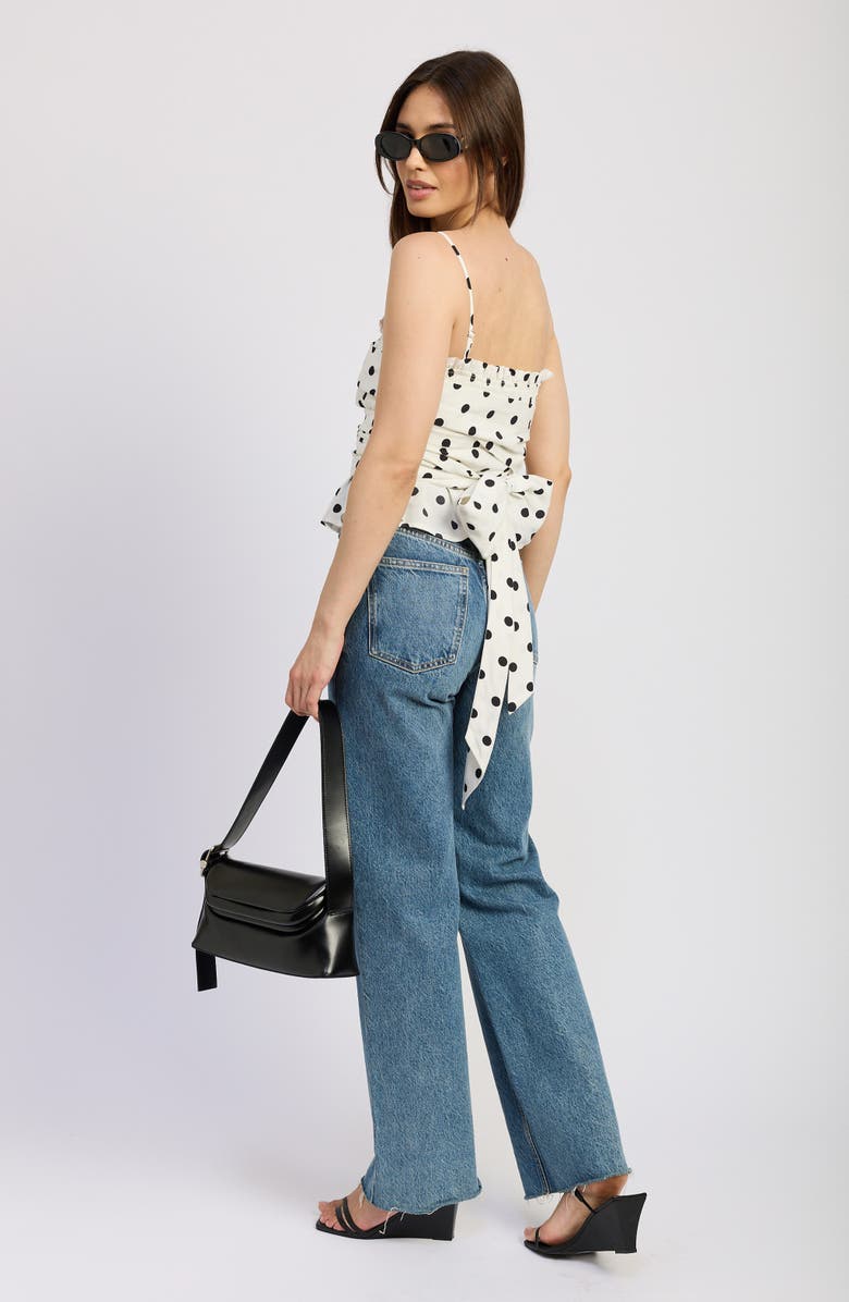 En Saison Harley Ruched Linen Blend Camisole, Alternate, color, Ivory Black