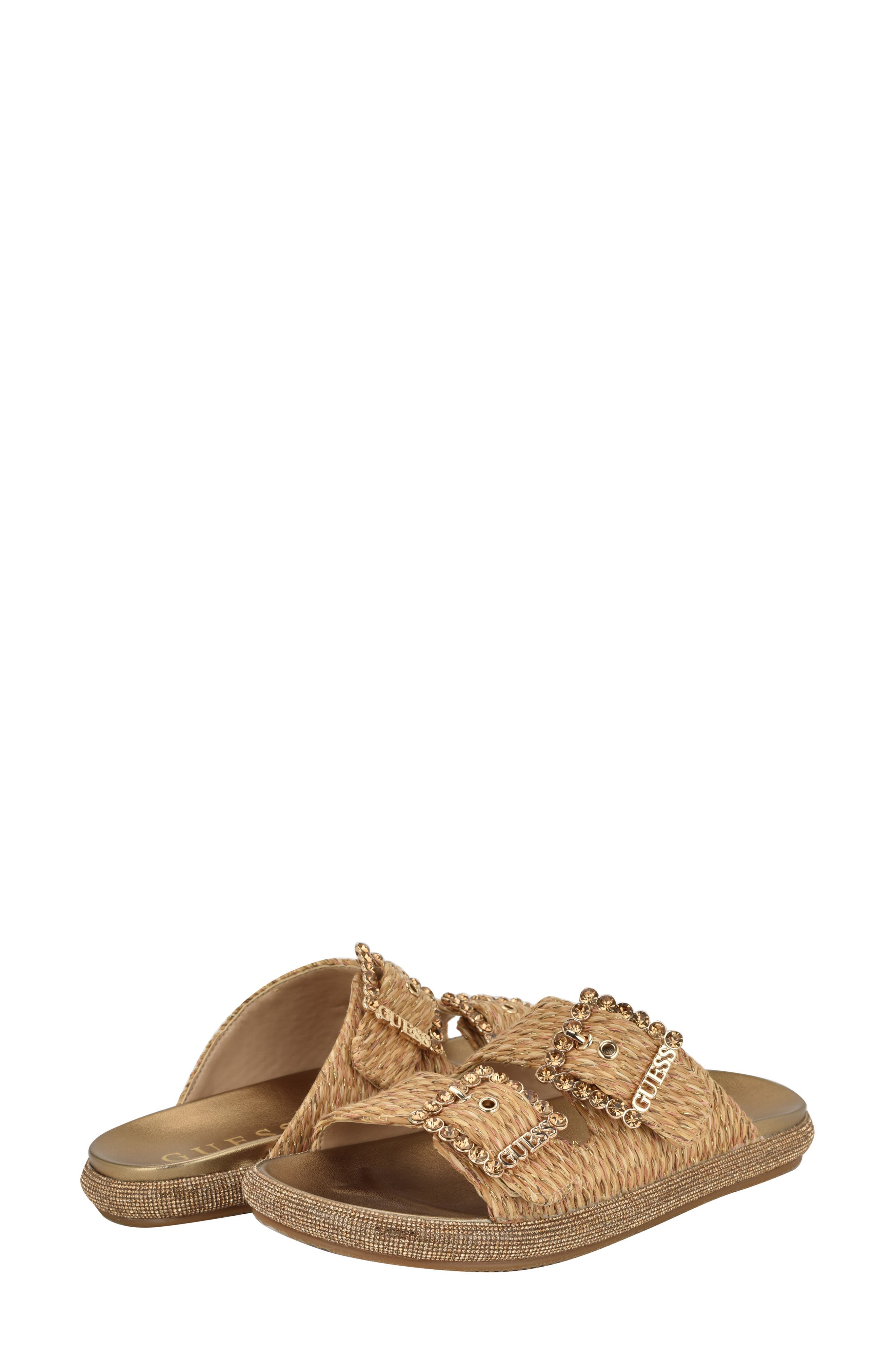 GUESS Funzy Slide Sandal, Alternate, color, Light Natural