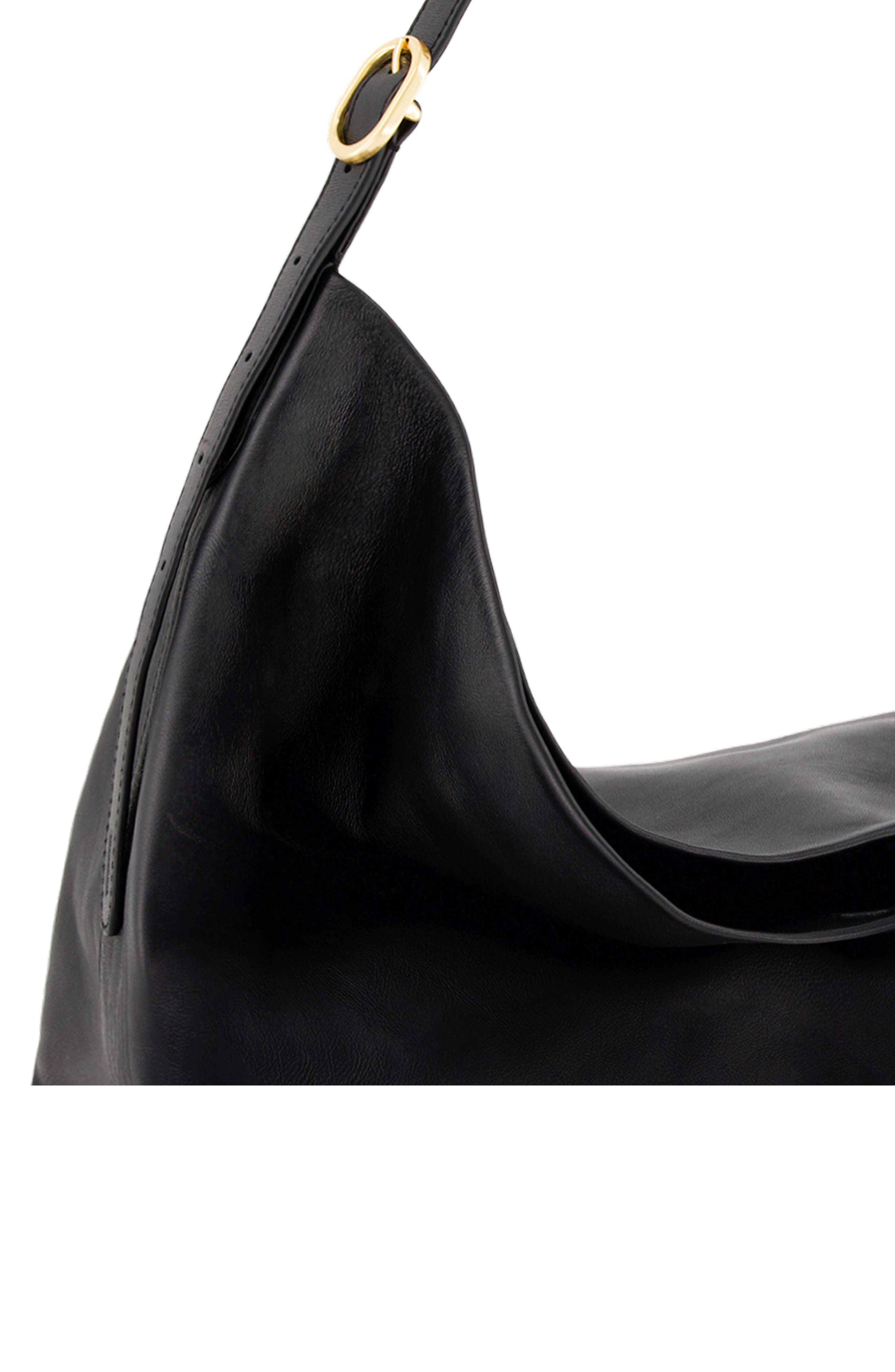 Vince Large Plonge Vivian Leather Hobo Bag, Alternate, color, Black