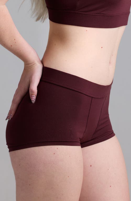 Woxer Luxe Bold Stretch Modal Boyshorts In Burgundy