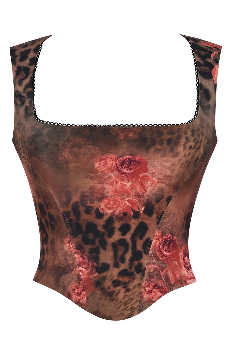 HOUSE OF CB Kalina Animal Print Corset Top, Alternate, color, 