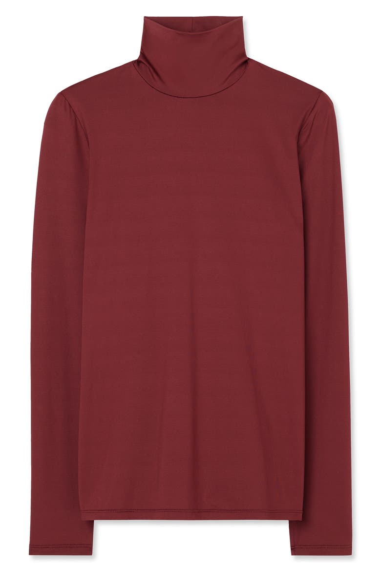 Nuda Jersey Turtleneck Top, Alternate, color, CRANBERRY