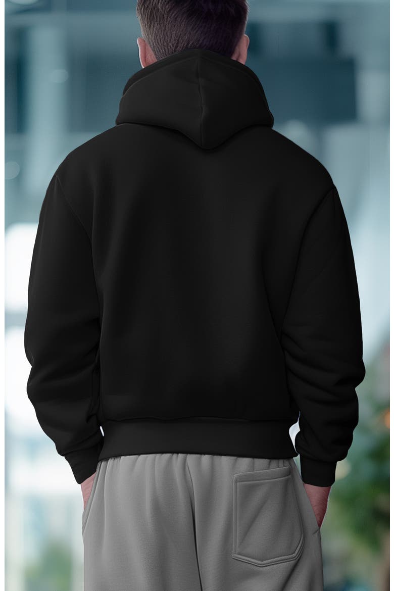 Mens Running Late Ghost Midweight Hoodie, Alternate, color, Black