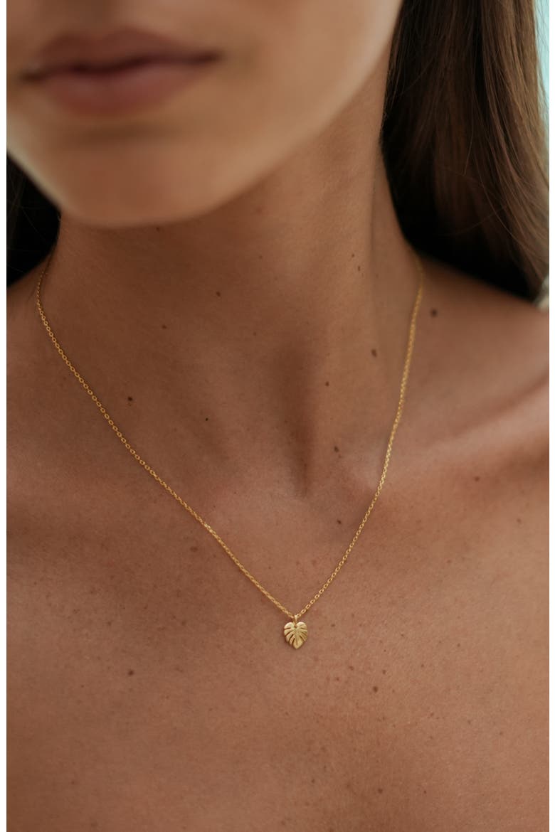 Monstera Leaf Pendant Necklace, Alternate, color, GOLD