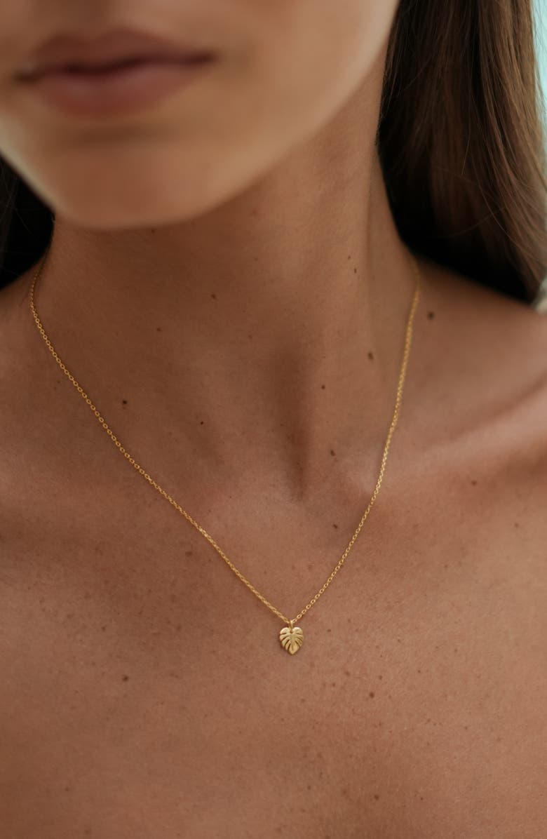 Estella Bartlett Monstera Leaf Pendant Necklace, Alternate, color, Gold