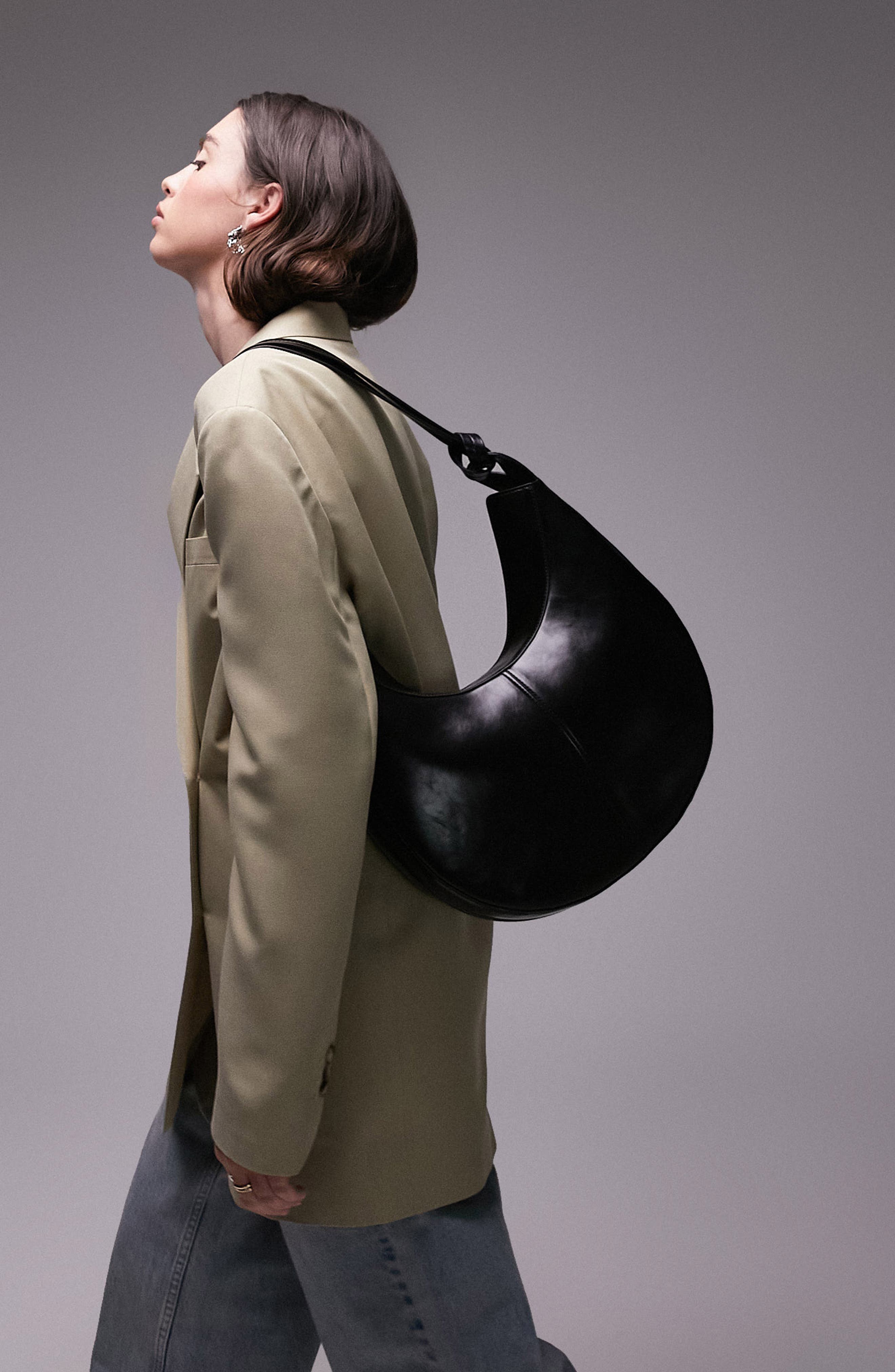 Topshop Stella Faux Leather Scoop Shoulder Bag, Alternate, color, 