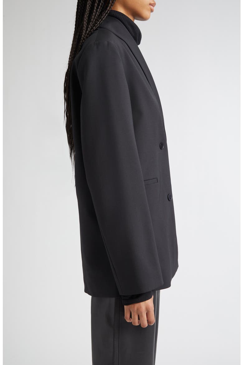Sancia Double Breasted Stretch Virgin Wool Blazer, Alternate, color, BLACK