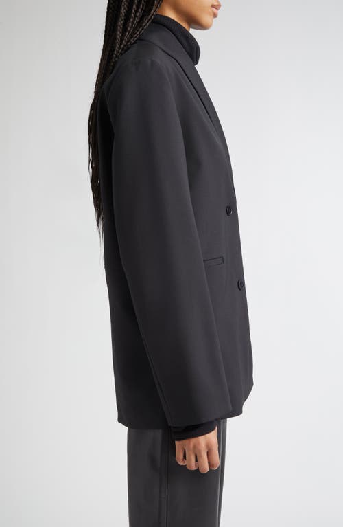 Loulou De Saison Sancia Double Breasted Stretch Virgin Wool Blazer In Black