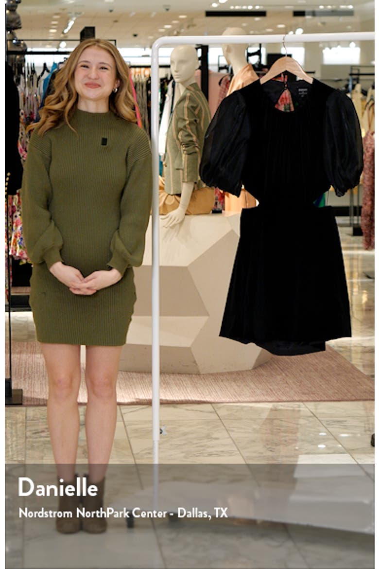 Malina Cutout Puff Sleeve Velour A-Line Minidress video