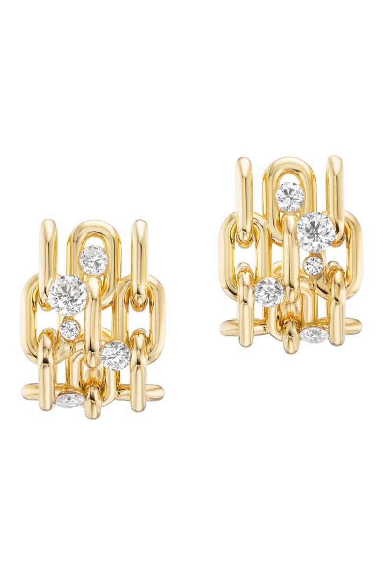 Power Stack Diamond Hoop Earrings, Alternate, color, YELLOW GOLD