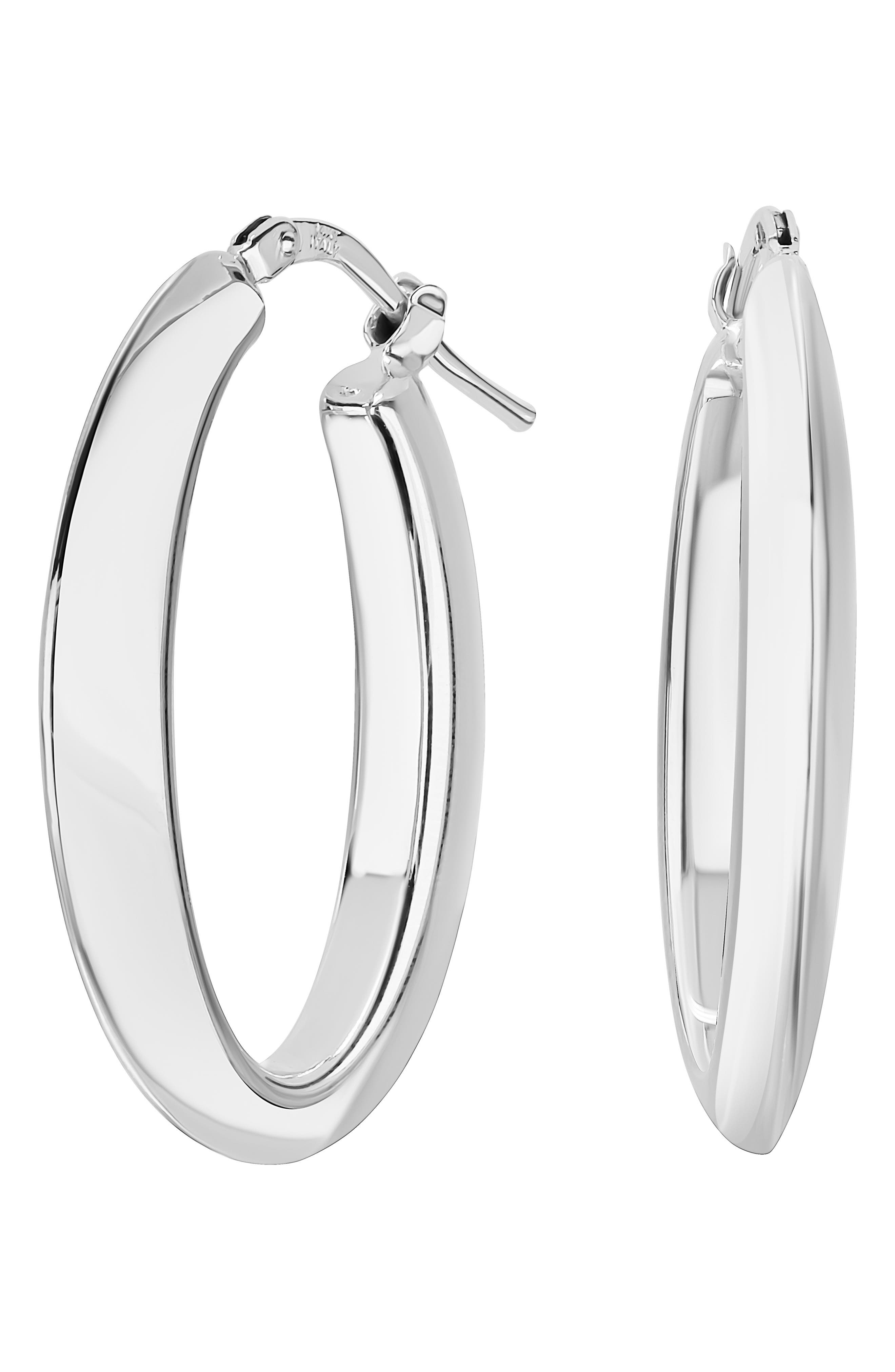 Bony Levy 14K Gold Oval Hoop Earrings in 14K White Gold 