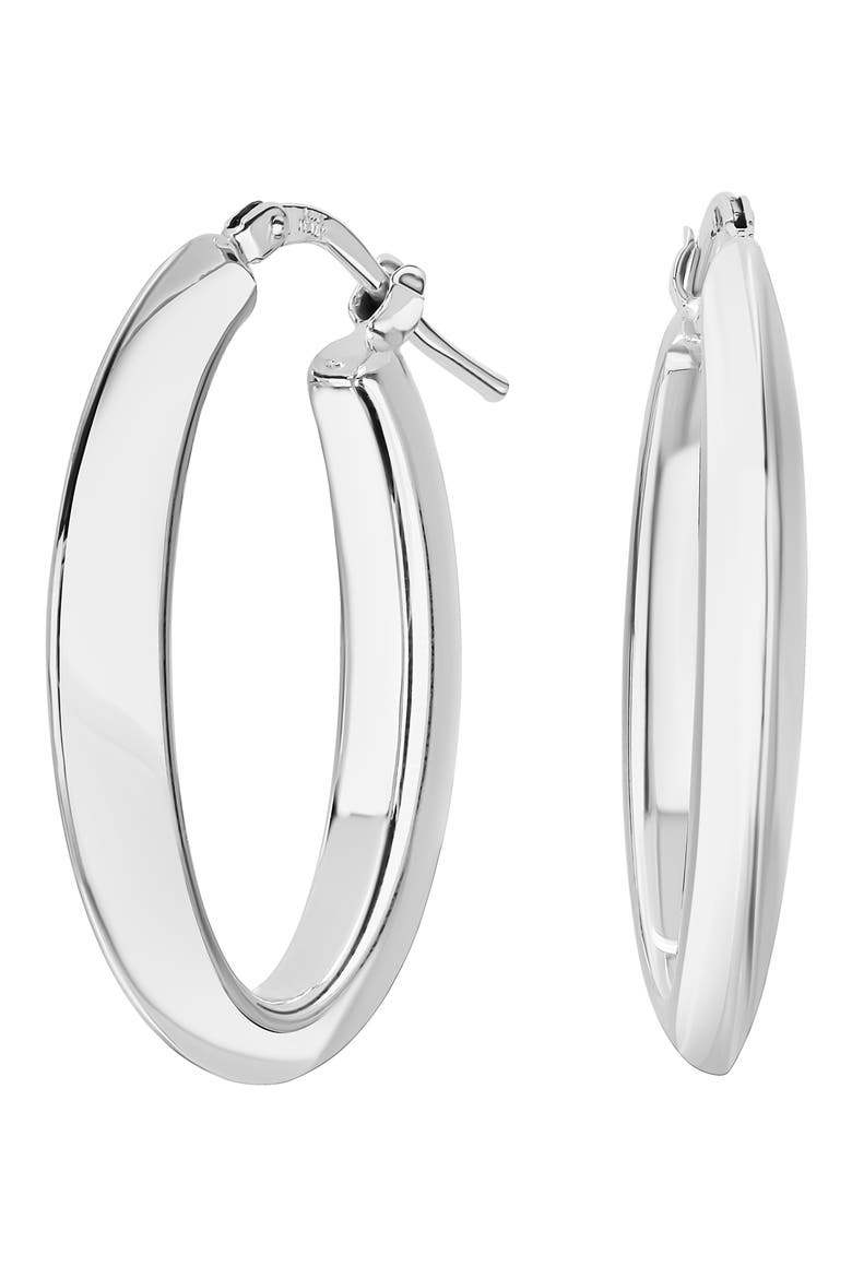 14K Gold Oval Hoop Earrings (Nordstrom Exclusive), Main, color, 14K WHITE GOLD