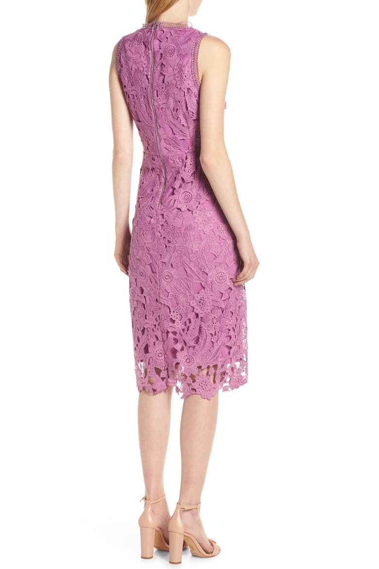Lace Sheath Dress, Alternate, color, MULBERRY