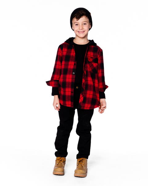 Plaid Flannel Shirt with Hoodie (Little Kid & Big Kid)