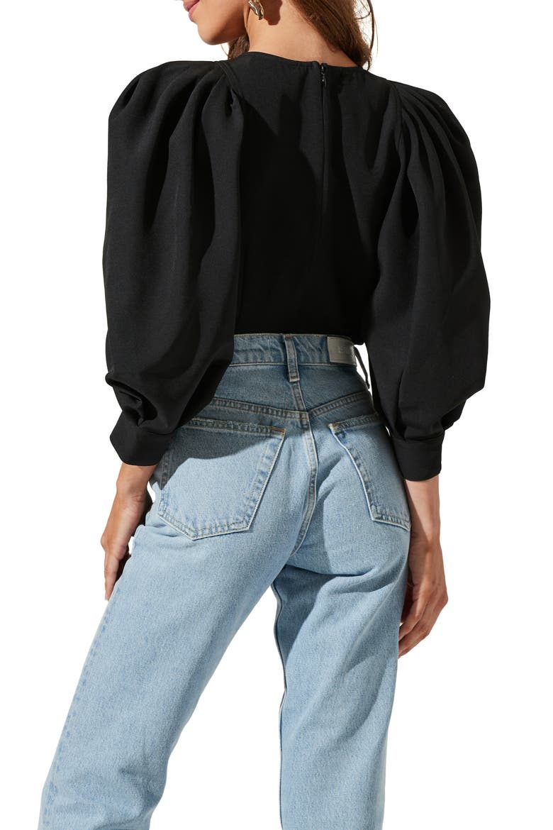 Bubble Sleeve Blouse, Alternate, color, BLACK