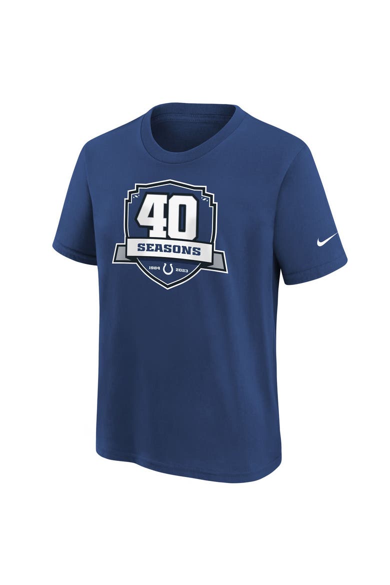 Youth Nike Blue Indianapolis Colts 40th Anniversary T-Shirt, Alternate, color, Blue