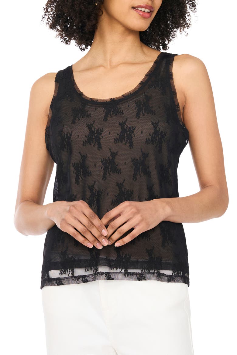 Mesh Lined Lace Tank, Main, color, RICH BLACK