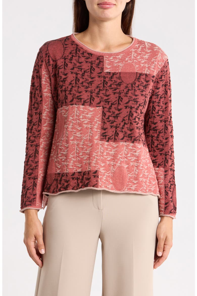 Printed Crewneck Sweater, Main, color, PINK