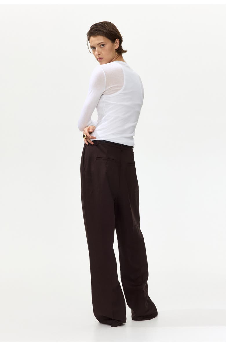 H&M Belted Linen-blend Trousers, Alternate, color, 