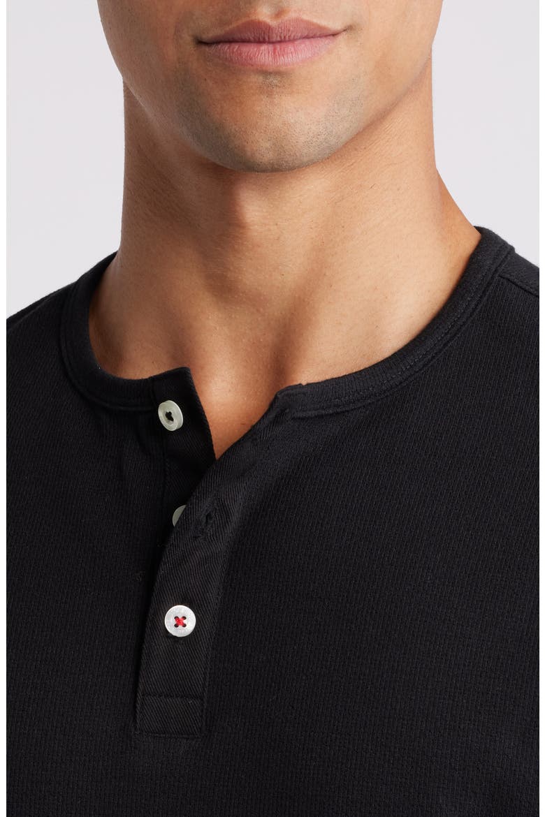 Comfort Slub Piqué Henley, Alternate, color, BLACK