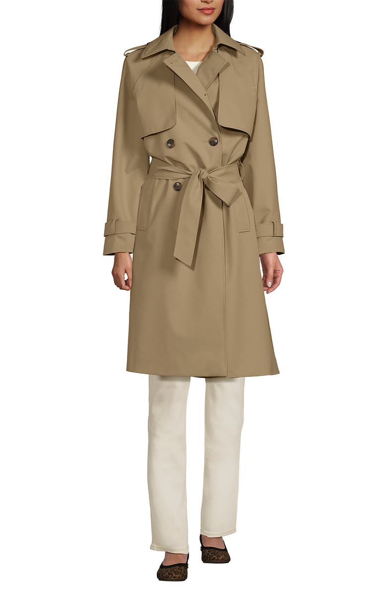 Lands' End Squall Waterproof Modern Trench Coat, Alternate, color, Desert Tan