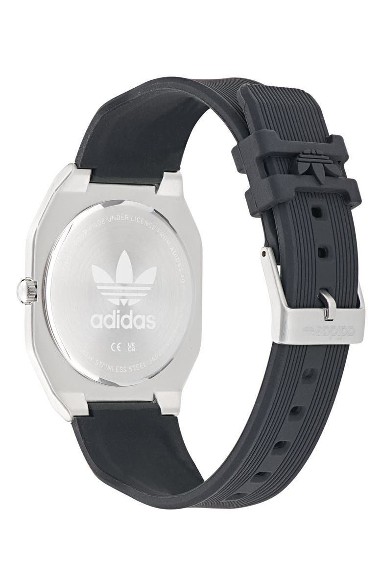 adidas City Tech Thin Silicone Strap Watch, 39mm, Alternate, color, Black