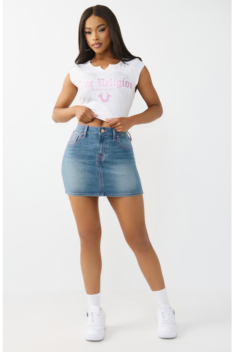Denim Miniskirt, Alternate, color, MEDIUM HORIZON WASH