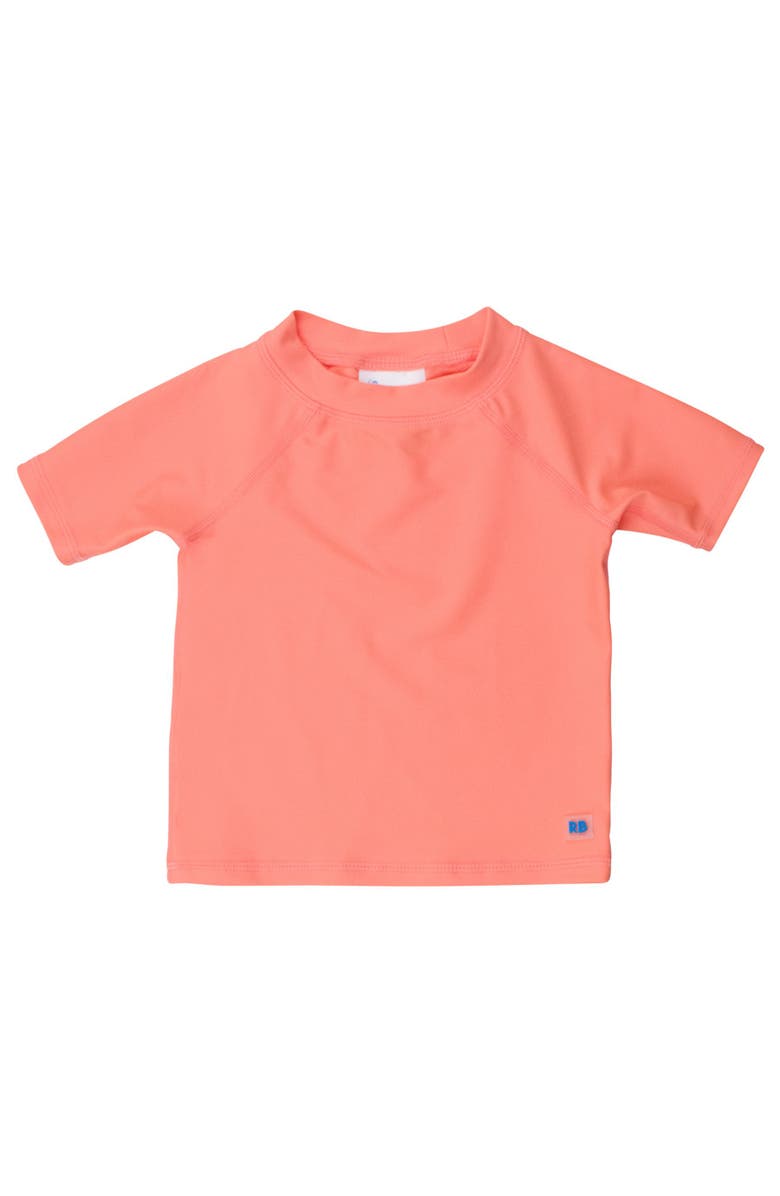RuggedButts Baby/Toddler Boys UPF50+ Sun Protected Short Sleeve Rash Guard, Main, color, Coral