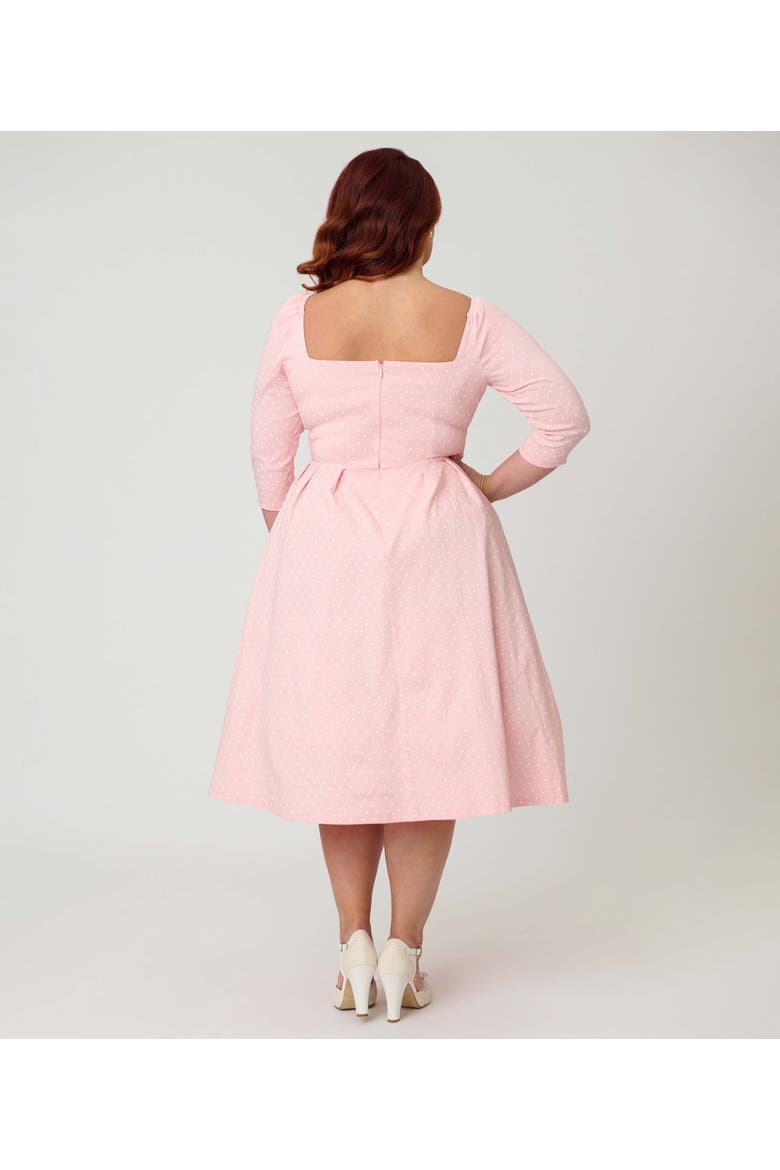 Plus Size Woven Sweetheart Neckline Lamar Swing Dress, Alternate, color, Pink Polka Dot Print