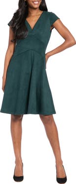 London Times Wrap Bodice Fit & Flare Dress