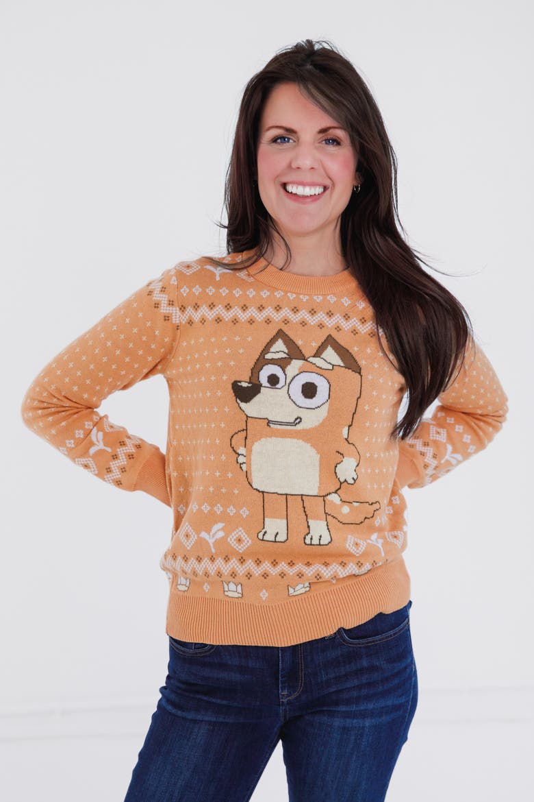 Holiday Sweater, Alternate, color, Chilli Coral Orange