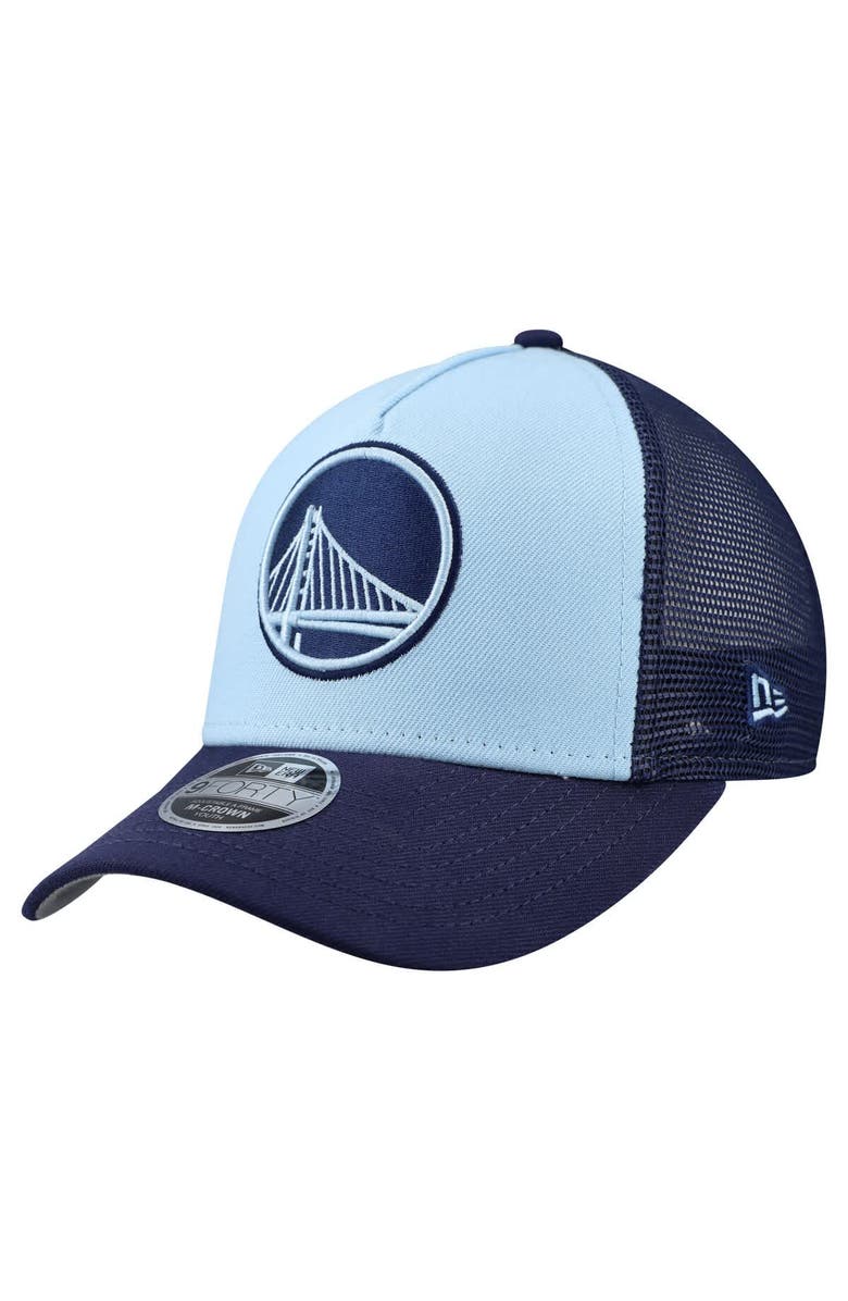 New Era Youth New Era Light Blue Golden State Warriors Colorpack 9FORTY A-Frame Trucker Adjustable Hat, Main, color, 
