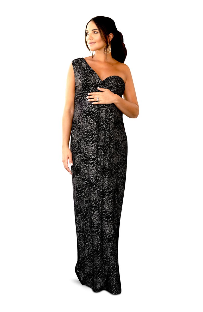 Tiffany Rose Maternity Galaxy Maternity Gown Long, Main, color, Constellation Black