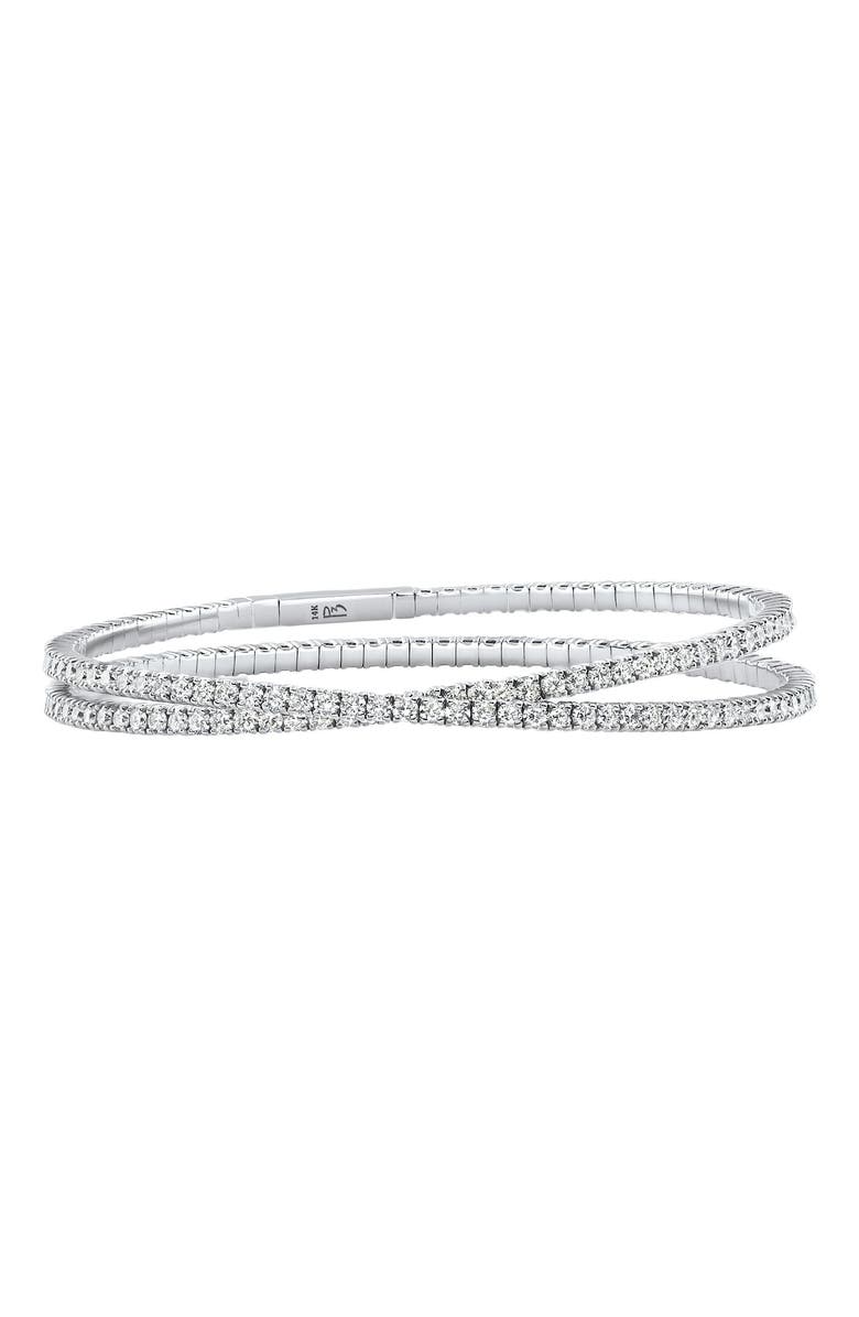 Bliss Diamond 1.70Ct Round Double Flex Diamond Bangle 7" Tennis Bracelet 14k Gold Lab Grown, Alternate, color, 