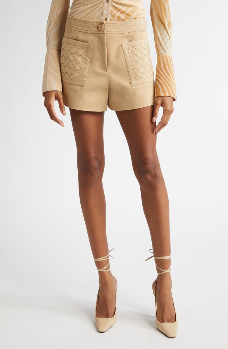 Ramy Brook Tamika Woven Patch Pocket Cotton Blend Shorts, Main, color, Burlap