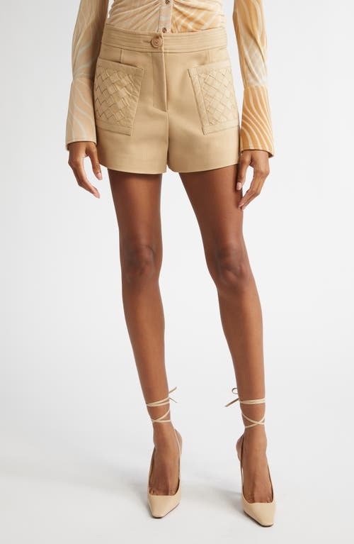 Ramy Brook Tamika Woven Patch Pocket Cotton Blend Shorts In Burlap
