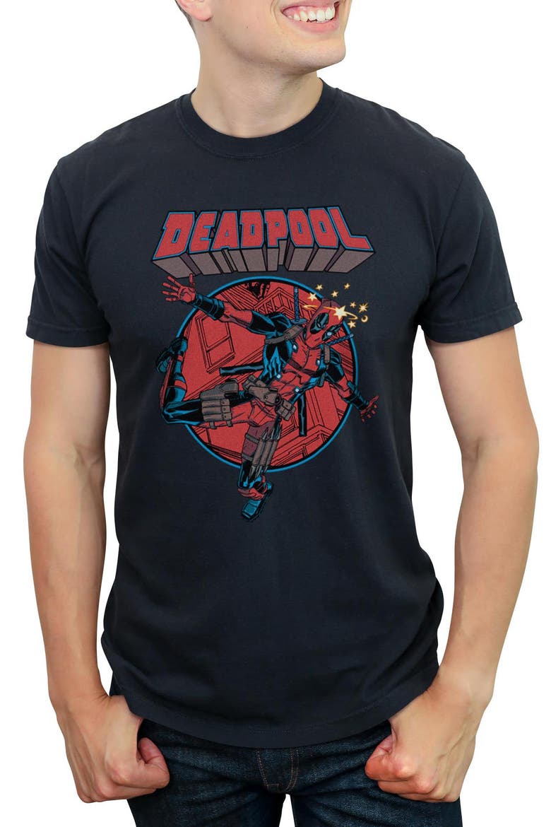 Men's Marvel Deadpool Falling Hero  Graphic T-Shirt, Main, color, Black