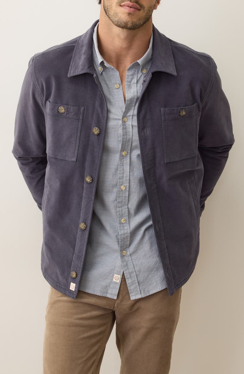 Marine Layer Max Moleskin Overshirt, Main, color, Mood Indigo