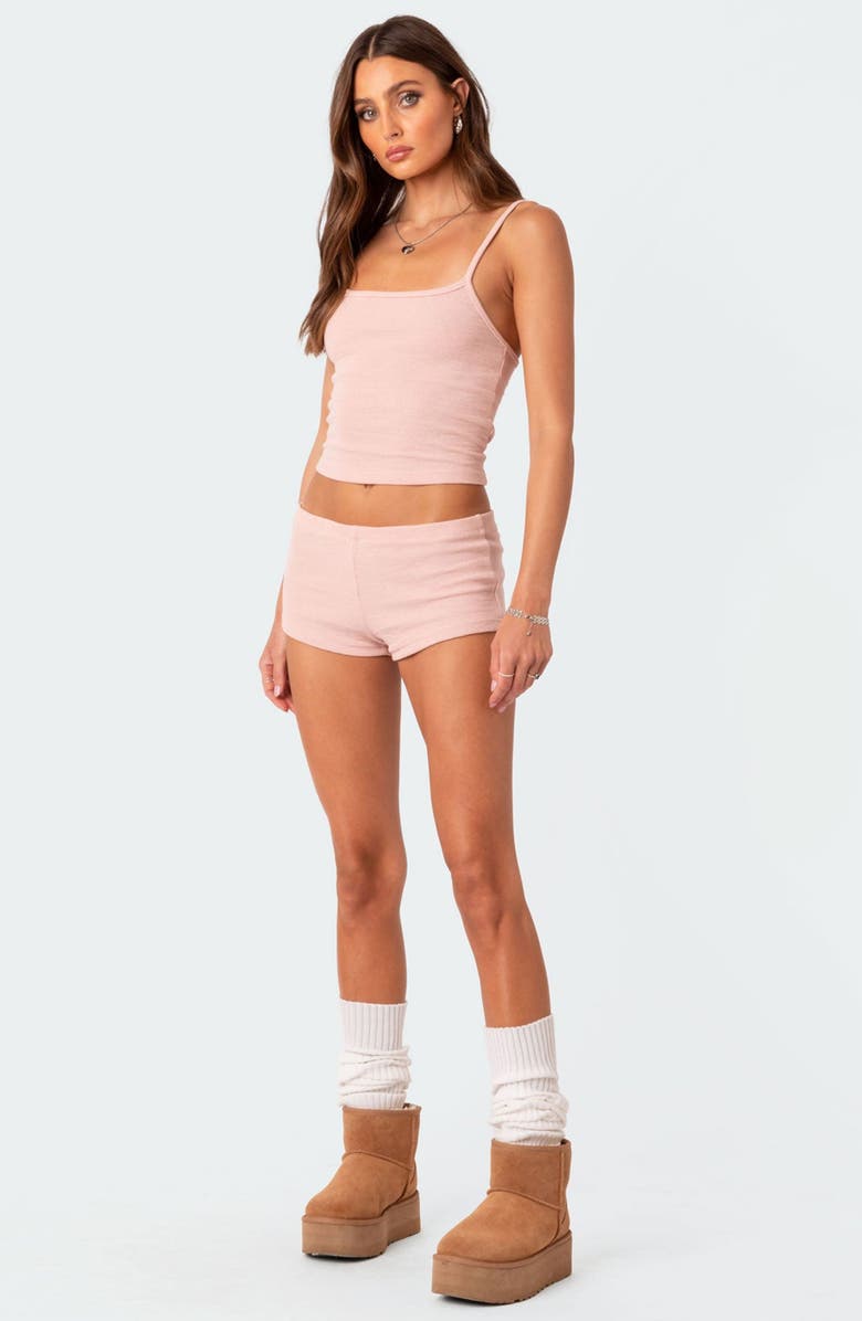 EDIKTED Ella Low Rise Waffle Knit Shorts, Alternate, color, 