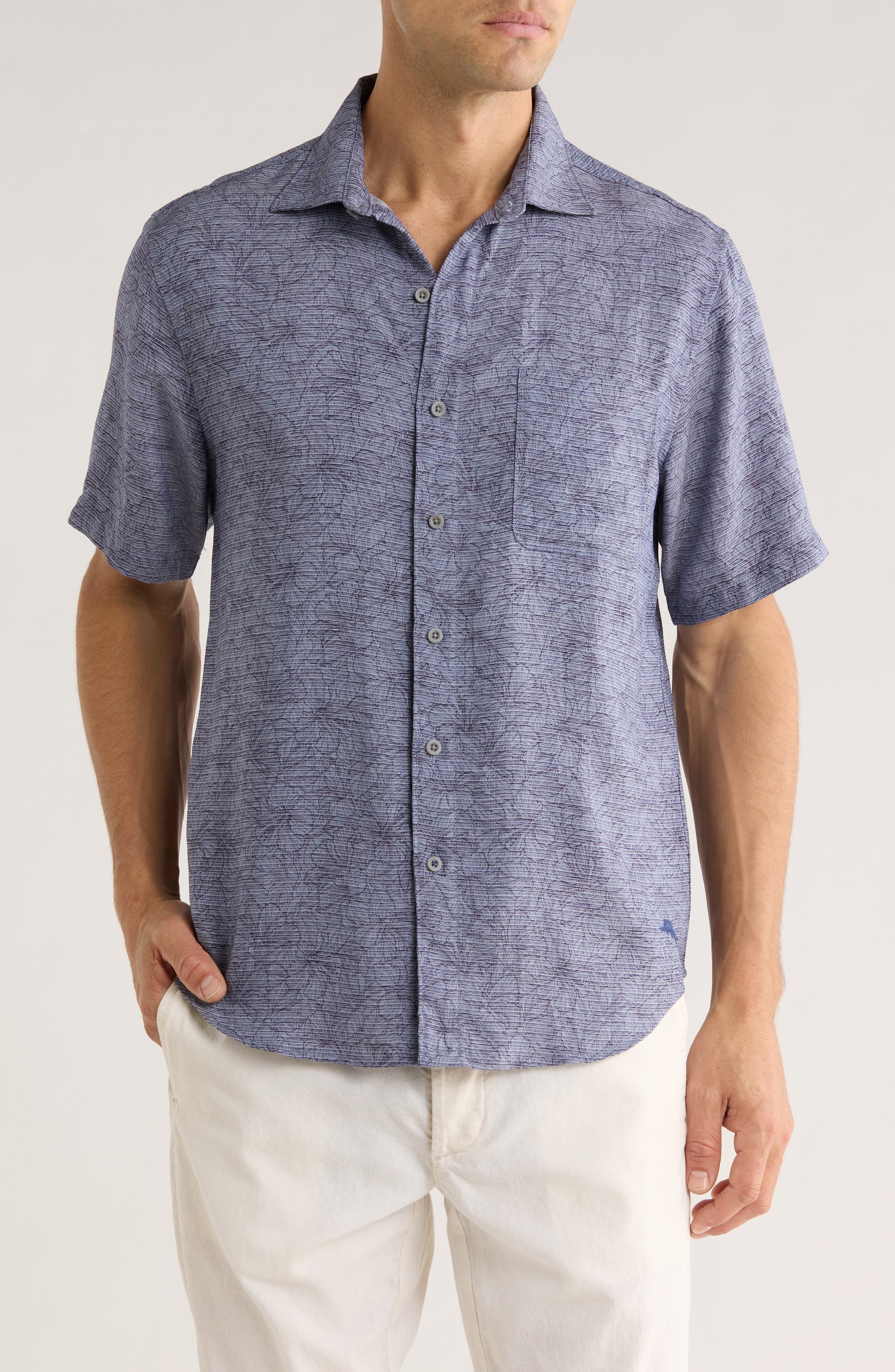 Tommy Bahama Etched Hibiscus Short Sleeve Button-Up Shirt